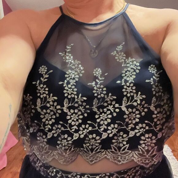 Teeze Me Nights Formal Blue Dress Maxi Prom Like New Size 15 - Picture 4 of 16